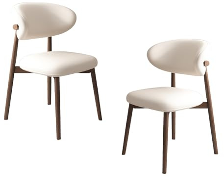 Lot de 4 chaises de salle à manger modernes avec coussins épais, chaises élégantes pour cuisine et salon, pieds en bois blanc et noyer foncé, chaise de salle à manger confortable pour décoration