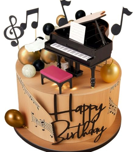Music Cake Topper Music Notes Balls Cake Decorations Guitar Cake Toppers | 19PCS for Musician Birthday Party Rock Theme Party