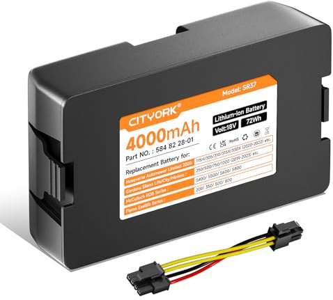 CITYORK 18V 4000mAh Ersatzakku für Gardena Sileno Life/City/Minimo 500/750/1000(2019-2023), für Husqvarna Automower Limited 115H/305/310/315X/330X(2020-2022) Rasenroboter, Rasenmäher Akku