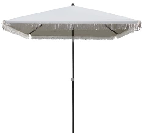 2x2M Ombrellone da Giardino con Frange Ombrellone Rettangolare con Protezione Solare Ombrellone da Spiaggia per Terrazza, Piscina,Mercato(White)