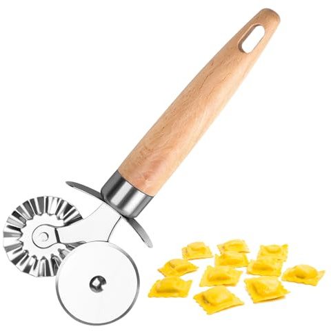 LLMSIX Pastry Cutter Double Wheel, Stainless Steel Pastry Cutters with Double Roller, Washable Pizza Cutter Wheel for Pasta Pizza Ravioli Cookie