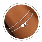 SLOONG Einschulung Geschenk - Armband mit Buchstaben für Frauen Mädchen | Vergoldet/Versilbert Herz Armband Hypoallergen Armbänder Geburtstagsgeschenk Geschenke für Frauen Mädchen Kinder Schmuck