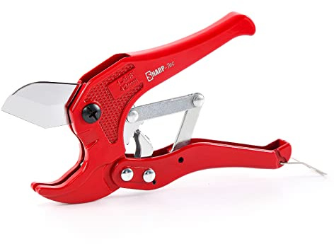 Sharp-tec Plastic Pipe Cutter 3-42mm, Heavy Duty Ratchet PVC Pipe Cutting Tool, for Cutting 42mm OD PEX, PVC and PPR Plastic Hoses, Tube Cutter Slice for Plumber Maintenance Workers