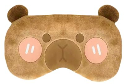 Sömnmask Capybara för barn vuxna mjuk plysch tecknade djur resa ögonskydd sömn (blyg)
