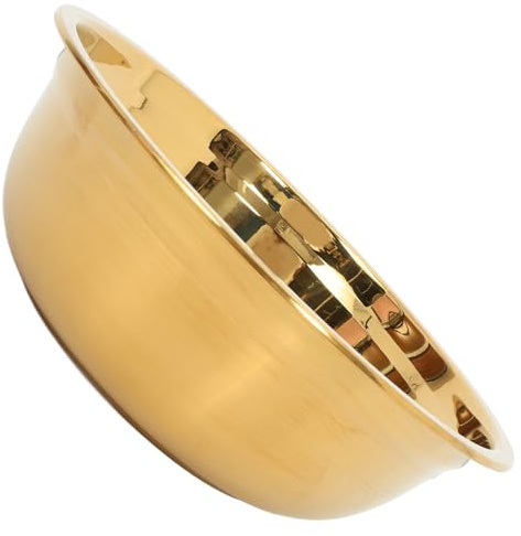 Amosfun Large Stainless Steel Mixing Bowl Round Golden Kitchen Basin | Lid Included, Easy to Maintain and Use, Sleek Modern Style for Versatile Prep and Serving