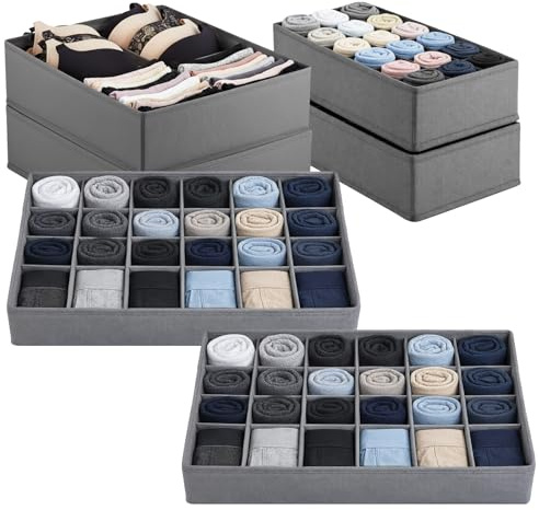 kaiyaya Set di 6 Divisori per Cassetti, Organizer per Cassetti Pieghevole Tessuto Organizer Cassetti Intimo, Organizzatore Cassetti per Reggiseni Mutande Calzini Cravatte