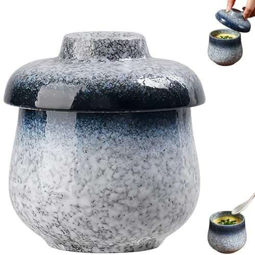Coddled Lot de 2 coquetiers à œufs à cocotte en porcelaine vintage, en porcelaine, mijoteuse à œufs à bouillie douce et plat à œufs, simples ou doubles (bleu foncé)