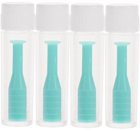 Insertador de Lentes con Ventosa de Silicona 4 Piezas Verde | Suave para Lentes Rígidas y Rgp, Superficie Antideslizante, Incluye Botella para Viaje y Hogar