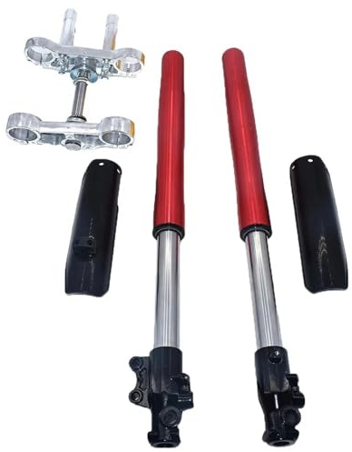 amortisseur pneumatique Fourche Avant Inversée Moto 710Mm, Amortisseur 45Mm/48Mm Plaque Supérieure Et Inférieure Pour Moto Tout-terrain Chinoise CRF KLX(RED 12MM AXLE HOLE)