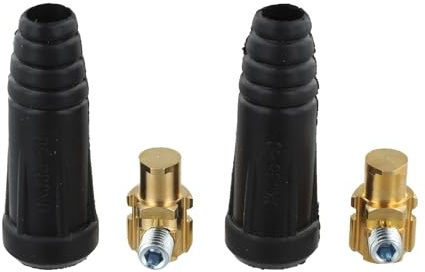 EasyByMall 2 connettori maschio per saldatrici elettriche DKJ35-50, corrente nominale 315A, sezione di filo da 35-50 mm², costruzione in gomma e ottone, 2 pezzi