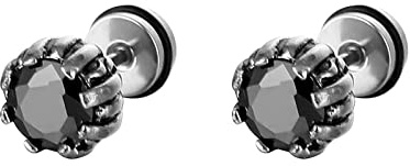 Herrörhängen Stud, Örhängen Piercing Kirurgiskt stål Modesmycken med runda Cubic Zirconia