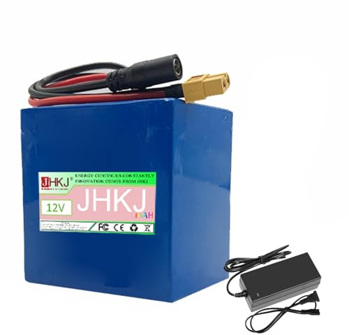 JHKJ 12V 12Ah 18Ah 24Ah 30Ah 42Ah 54Ah 66Ah Lithium Battery Pack Deep Cycle Rechargeable Battery for Trolling Motor Inverter Bait Boat Fishing Light Speaker,12V,12Ah