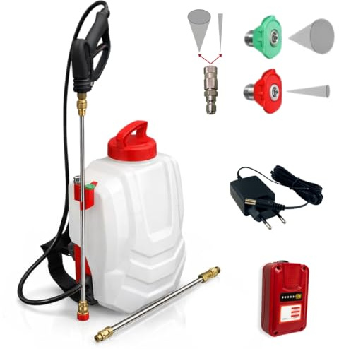 FORUM EQUIPEMENT - Pulvérisateur Électrique Dorsal Sprayer Original 15L – Pulvérisateur a dos à Batterie Rechargeable, Débit 180 L/H - 1 Batterie, Blanc et Rouge