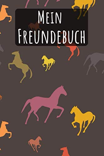 Mein Freundebuch: Pferde Muster Noir | Für Kinder zum Eintragen | Platz für 49 Freunde | DIN A5+ | Geschenkidee
