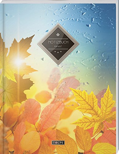 TULPE Kariertes Notizbuch A4 „C095 Herbstlich“ (140+ Seiten, Vintage Softcover, Doppelrand, Seitenzahlen, Register - Dickes Notizheft, Matheheft, ... Schulheft, Tagebuch, Kariertes Heft Nr 26)
