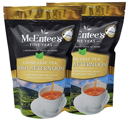 McEntee's Irish Afternoon Loose Tea (2 Pack) Bustina da 250g - Tè sfuso - Una miscela forte e saporita di tè neri sfusi provenienti da Ceylon, Kenya e Assam