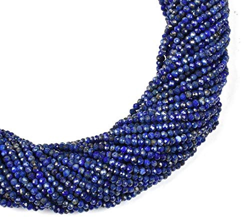 Naturlig 1 tråd 2-2,5 mm Lapis Lazuli facetterade rondellpärlor | Mikrofacetterade pärlor för smyckestillverkning | 33 cm snöre | halvädelstenspärlor | AAA-kvalitet