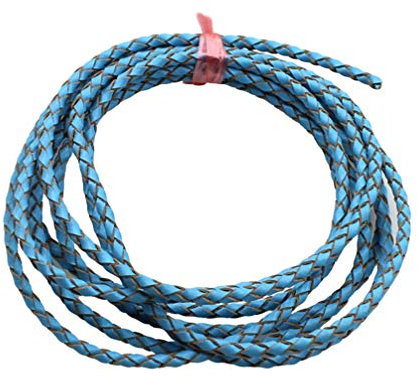 2m 3mm cordoncino di cuoio corda di cuoio intrecciato braccialetto di corda di cuoio che fa il cavo rotondo per la fabbricazione di gioielli bracciali (blu)