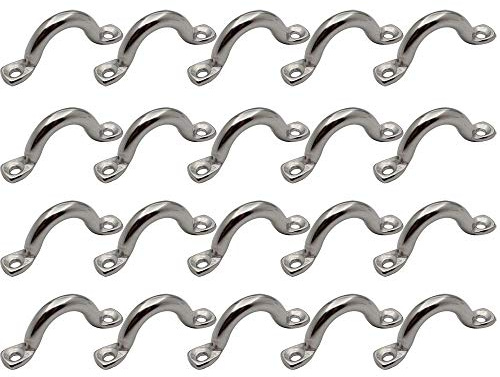 POFET 20 Pcs 5mm-316 Stainless Steel Two Hole Tube U Bracket Heavy Duty Rigid Pipe Strap Tension Clips,Ring Hose Clamp Card