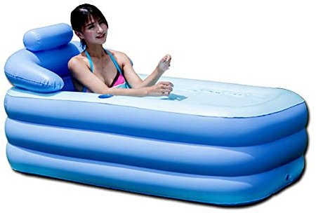 Adult Inflatable Bath Tub, Blow Up Bathtub with Portable Folding Feature, Air Bathtub Spa with Anti-Slip Surface 160x84cm Large Outdoor Collapsible for Family Bathroom or SPA