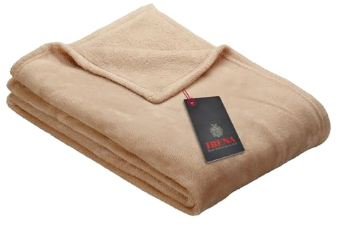 Ibena Kuscheldecke Olbia 130x180 cm - flauschig, warm & waschbar, Fleecedecke beige einfarbig