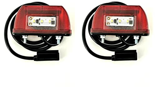 MelTruck® 2x LED Kennzeichenbeleuchtung Kennzeichenleuchte für LKW PKW Anhänger Traktor Bus (Breite - 93 mm - Rot mit Schnellanschluss)