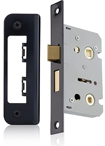 XFORT Matt Black 65mm Mortice Lock for Wooden Doors, Thumbturn Operated Deadbolt, Security Lock for Bathroom & Toilet Doors