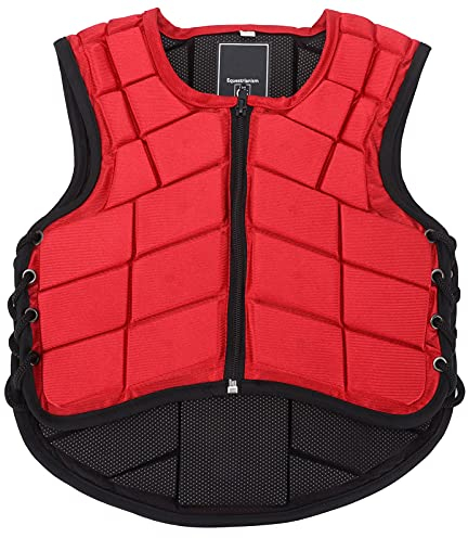DEWIN Reitweste für Kinder, schaumgepolsterte Sicherheits-Schutzausrüstung für das Reiten, Reitweste, rot(CS)