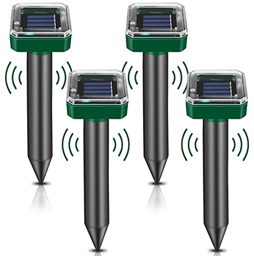 Repellente Solare per Talpe, 4 Pezzi Repellente Ultrasuoni per Talpe, Scaccia Talpe Solare, Repellente per Anti Talpe, Dissuasore per talpe, Solare Repellente Zanzare per Anti-Gopher, Serpenti, Talpe