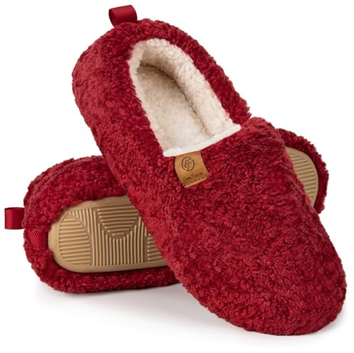 EverFoams Chaussons Femme Fausse Laine rouge vin, 38/39 EU