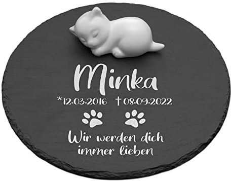 Grabstein Katze Schiefer Gravur personalisiert Name Gedenktext Pfote | Gedenkstein für Katzen, Tiergrabstein, Erinnerung, Andenken an Haustier, Grabschmuck