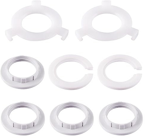 8 Pack Plastic Lamp Shade Reducer Ring, E27 to E14 Lampshade Ring, E14 Lamp Shade Converter, Socket Replacement Fitting Washer Adaptor, White