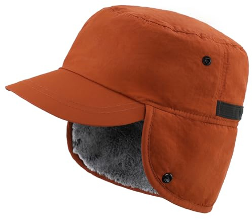 Decentron Herren Wintermütze mit Krempe warme Ohrenklappen Hut Kunstpelz Baseballkappe
