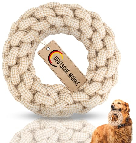 Petaureus Seil Spielzeug Ring Natur Baumwolle und Hanf Set Hundespielzeug für Große Hunde und Welpen