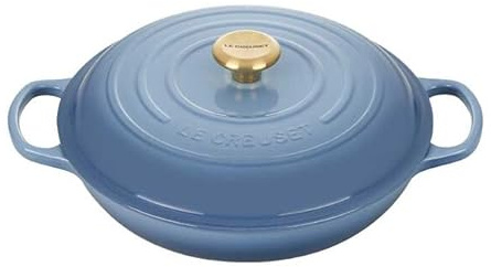 Le Creuset Signature Enamelled Cast Iron Shallow Casserole Dish With Lid, 30 cm, 3.2 Litres, Chambray, 21180304344441