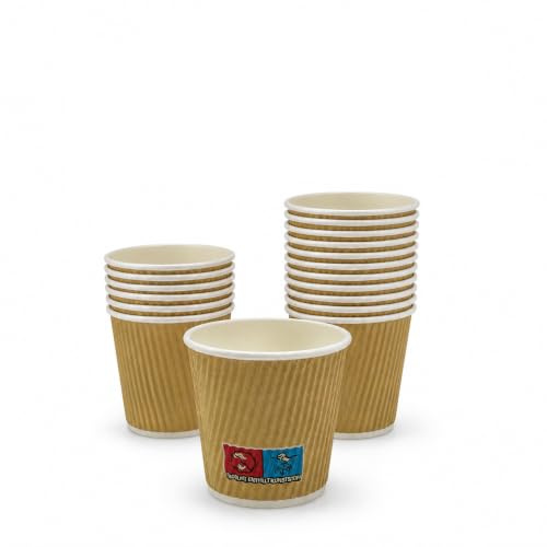 DeinPack 1000 Espressobecher 100ml 4oz doppelwandig braun Riffel-Pappbecher | to Go Pappbecher, brauner Kraftkarton, umweltfreundlich, Hitzebarriere, Riffelbecher