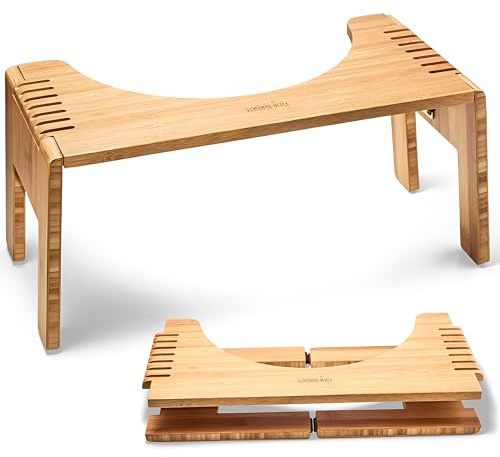 Hey Nature Toilettenhocker HOCA Holz Mobil, klappbar aus FSC-Bambus | Hilft gegen Hämorrhoiden, Verstopfung & Blähungen | Klohocker hergestellt aus lackiertem Holz