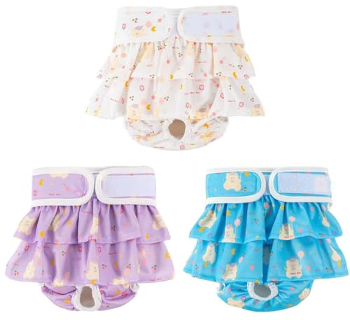 3PCS Female Dog Nappies, Reusable Premium Puppy Napies, Washable Leak Proof Dogs Diapers, Highly Absorbent in Heat Pants for Female Dog Incontinent Menstruating