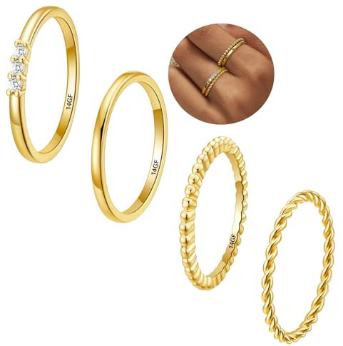 Rajputana14k Gold gefüllt überzogene Gold Ringe für Frauen Nicht Anlaufen, zierliche stapelbare Daumen Ringe für Frauen, Band wasserdichte, Größe 52