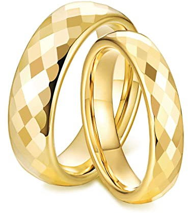 Grewod Ring Schlicht, 4/6MM Wolfram Paar Ring Gold Poliert Trauringe Eheringe Schmuck Verlobungsring Ring