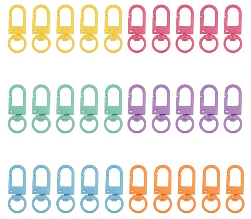 30 Stück Karabinerverschlüsse Metall Bunte Drehbarer Karabinerhaken Metall Schlüsselanhänger Krallenverschlüsse Drehbare Karabiner für Diy Handtasche Stecker Schmuck Haustierhalsband-6 Farben