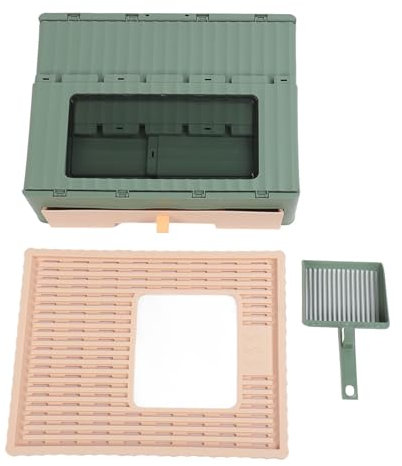 Caja de Arena Cerrada con Tapa, Inodoro para Gatos Antisalpicaduras, Orinal para Gatitos Cubierto Plegable, Bandeja Tipo Cajón Extra Grande, Entrada Superior de Metal, Antifácil