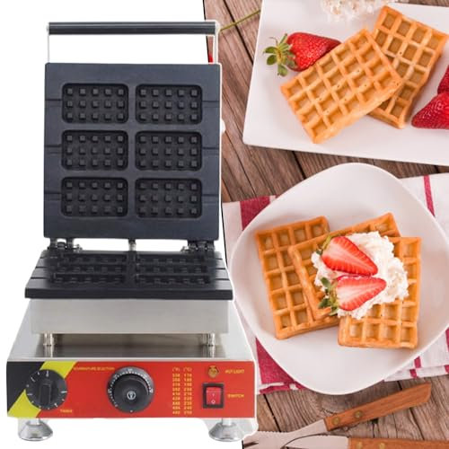 Gaufrier, Acier Inoxydable, 6 Tranches, 1650 W 1750 W Carré, TempéRature 122-572 ℉, Lavable Au Lave-Vaisselle, Gaufrier Belge,200V