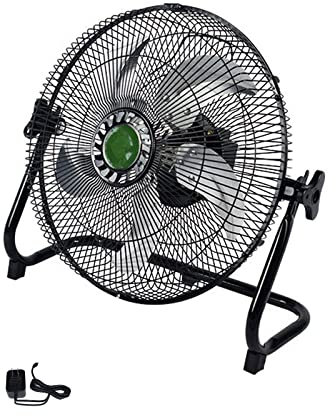 SFNIOKFG Camping Fan withUSB Lantern, Floor Fan 12-speed High Velocity,Heavy Duty Metal Fanfor Indoor Home, Bedroom,5 Blades (Color : Black, Size : 16)