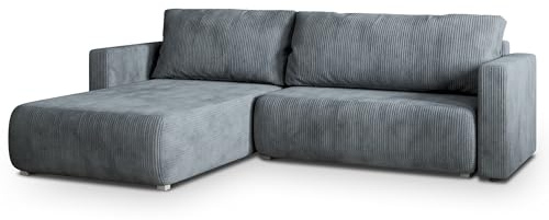 Masseno Ecksofa Turin P mit Schlaffunktion L-Form, Modern Sofa mit Bettkasten, Wohnzimmersofa, Couch, Soffa, Bettsofa, Couchgarnitur - Grau, POSO 60