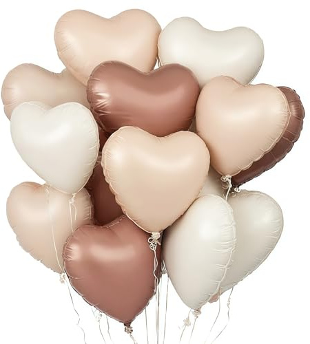 EWODEIEW Globos de Helio con Forma de Corazón, Globos de Aire de 18 Pulgadas, Color Crema, Caramelo, Chocolate, Boda, Cumpleaños, San Valentín, 1 Unidad