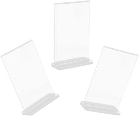 LAPYAPPE Présentoir Acrylique Double Face Format A6 9x12,8 Cm T-shaped Porte-menu De Bar Support Qr Pour Bureaux, Restaurants Et Événements – Lot De 3 Supports D’exposition Polyvalents