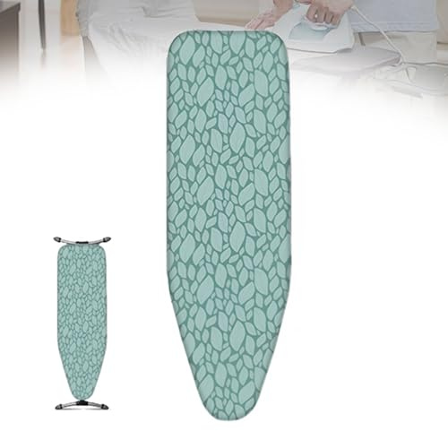 ZIHQRgE Copriasse da Stiro con Imbottitura Green Leaves Resistente alle Bruciature e alle Macchie con Bordo Dotato di Elastico(Green,51.1 L x 19.6 in W (130 x 50 cm))