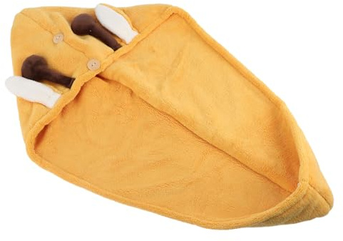 Haartrockenhaube Doppellagig aus Coral Fleece Gelb für Bad | Elastischer Ring, 2 Feste Knöpfe, Faltbar, für Kinder und Mütter, Spliss
