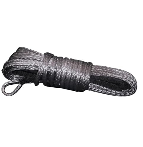Cinta Remolque Cable de Remolque for cabrestante de 6 mm x 15 m, Cuerda de Fibra sintética, 4500 LB(Gray)